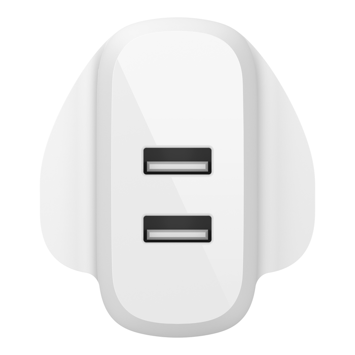 BOOST↑CHARGE™ 雙 USB-A 家用充電器 24W, 白色的, hi-res