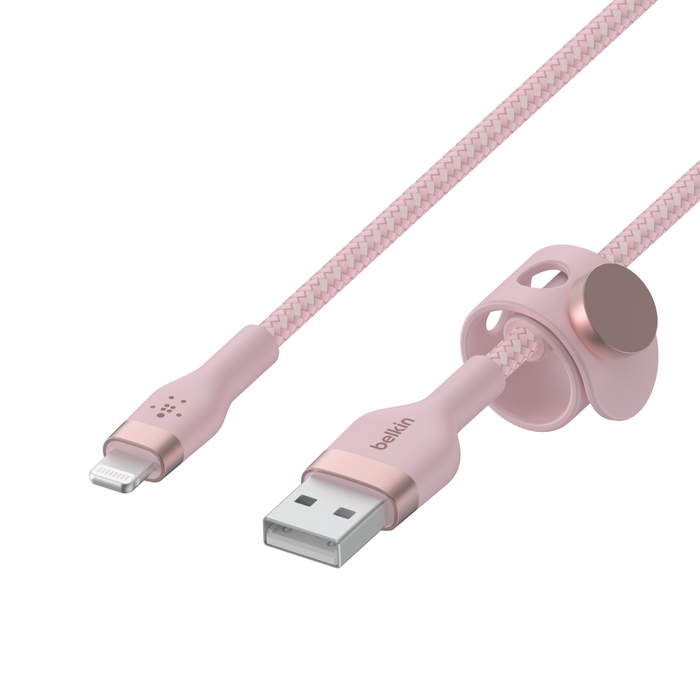 Câble Belkin USB A avec connecteur Lightning, tressé, blanc, 10 pi