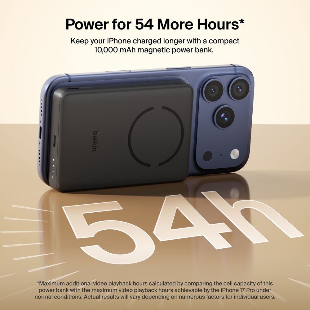 Slim Magnetic Power Bank 10K with Qi2, Black, hi-res