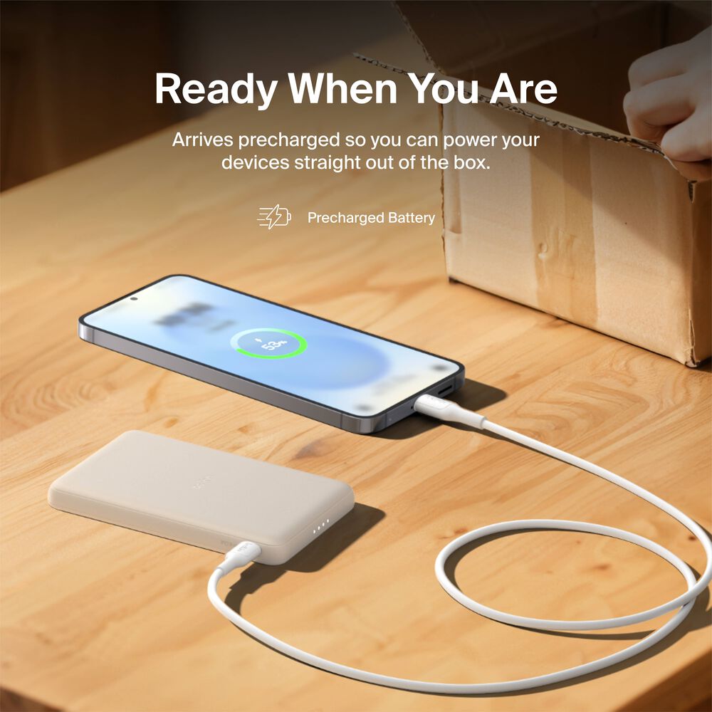 Slim Magnetic Power Bank 5K, Sand, hi-res