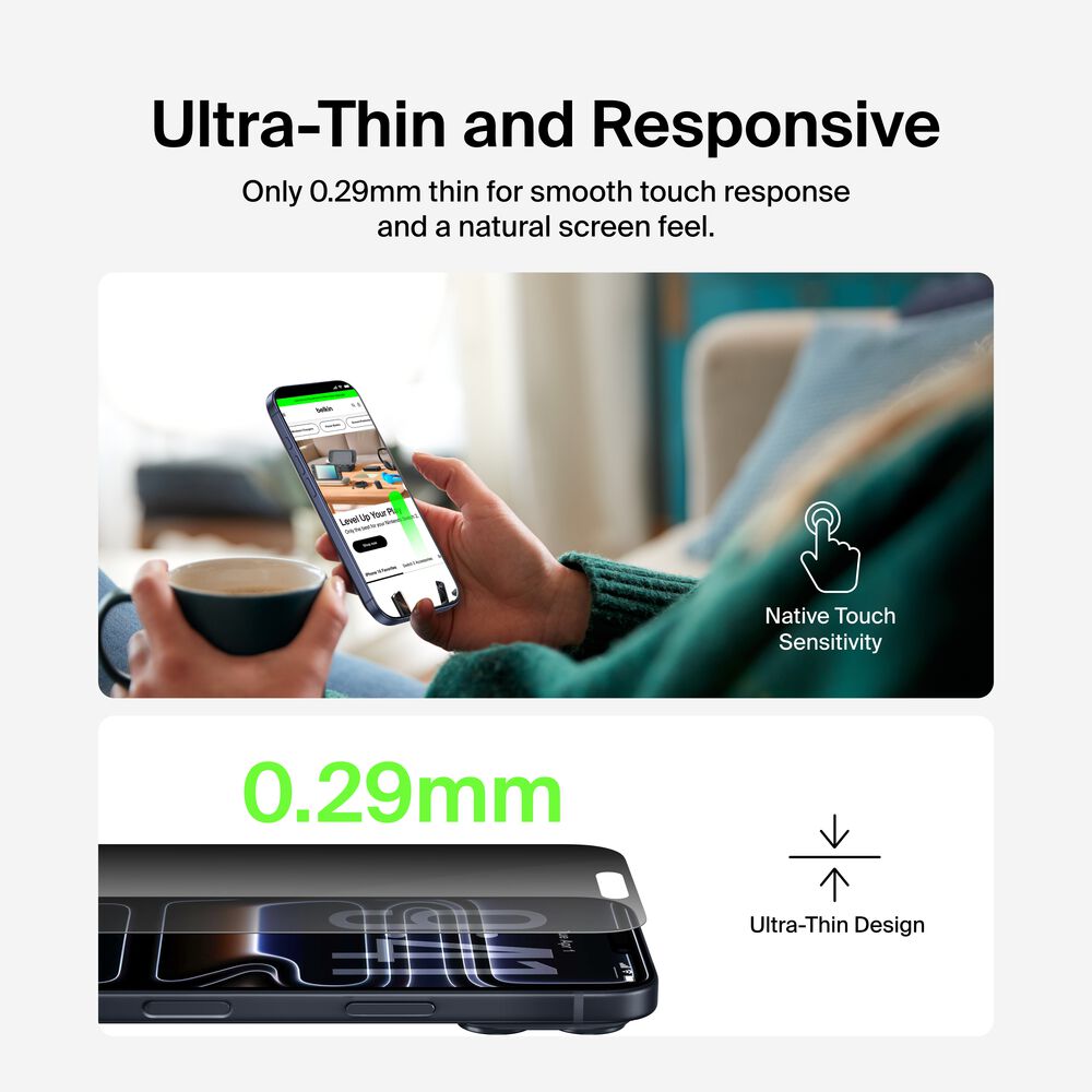 InvisiGlass Privacy Filter Screen Protector for iPhone 17 Pro Max, , hi-res