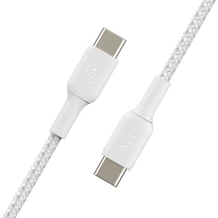 Braided USB-C to USB-C Cable 60W, White, hi-res