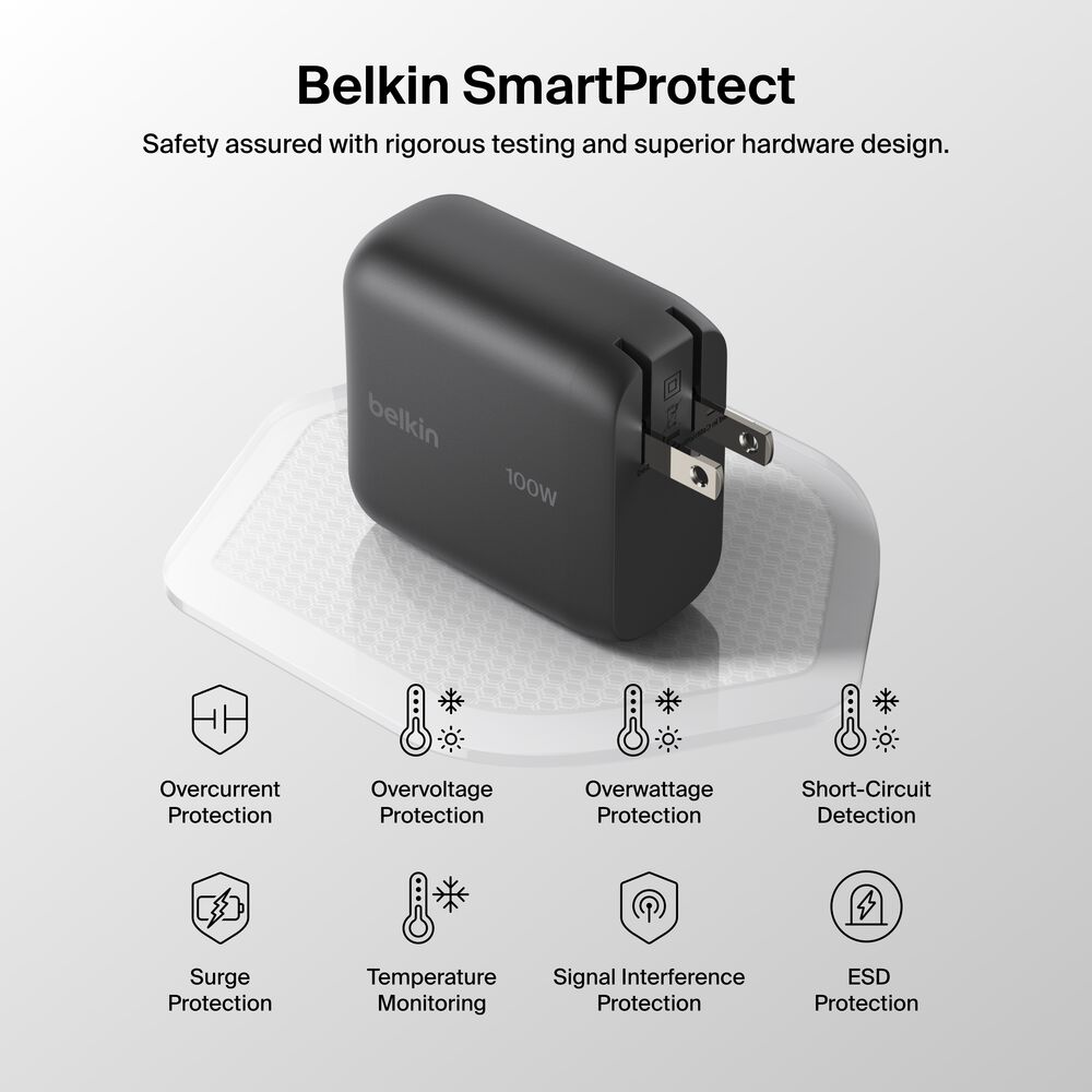 USB-C GaN Wall Charger 100W + USB-C Cable, , hi-res