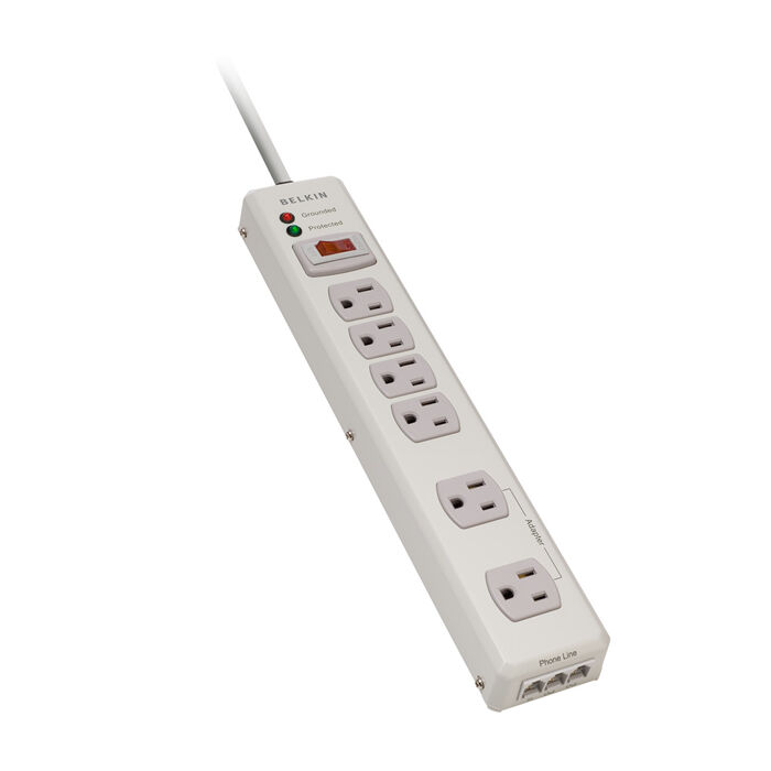 6-Outlet Metal Surge Protector, , hi-res