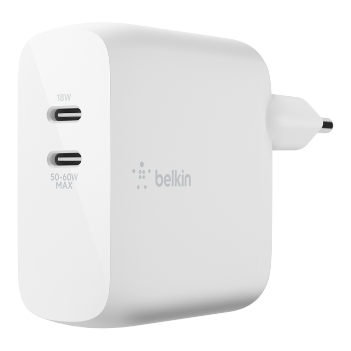 BOOST↑CHARGE™ 듀얼 USB-C PD GaN 가정용 충전기 68W, 하얀색, hi-res