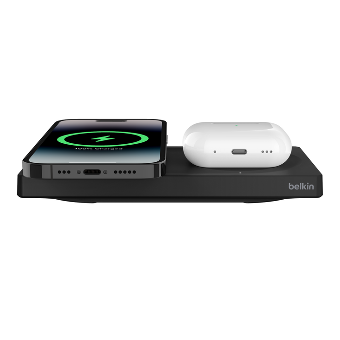 2-in-1 Wireless Charging Pad with Official MagSafe Charging 15W, Black, hi-res