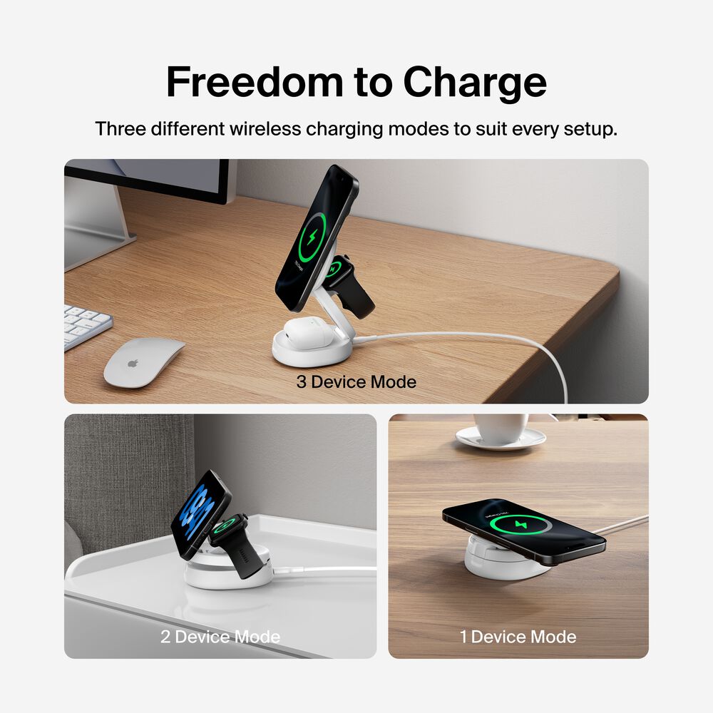3-in-1 Convertible Magnetic Charging Stand with Qi2 15W, White, hi-res