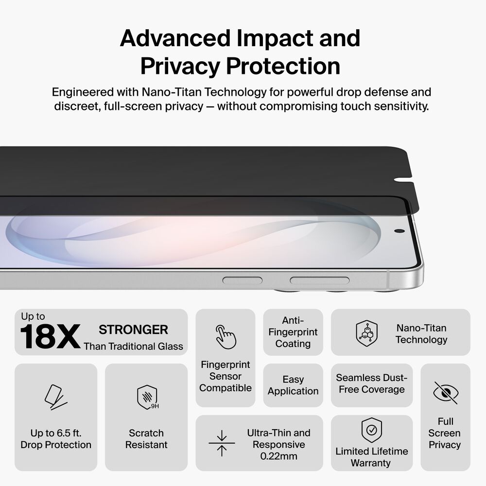Titan SmartShield Privacy Filter Screen Protector for Samsung Galaxy S26, , hi-res