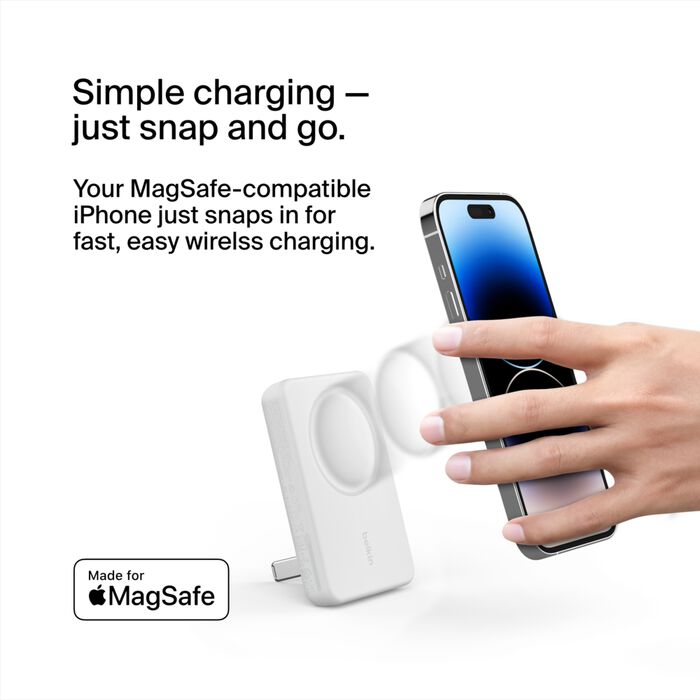 BEL 5K MAH MAGSAFE PWRBANK W/STAND WHT — Belkin