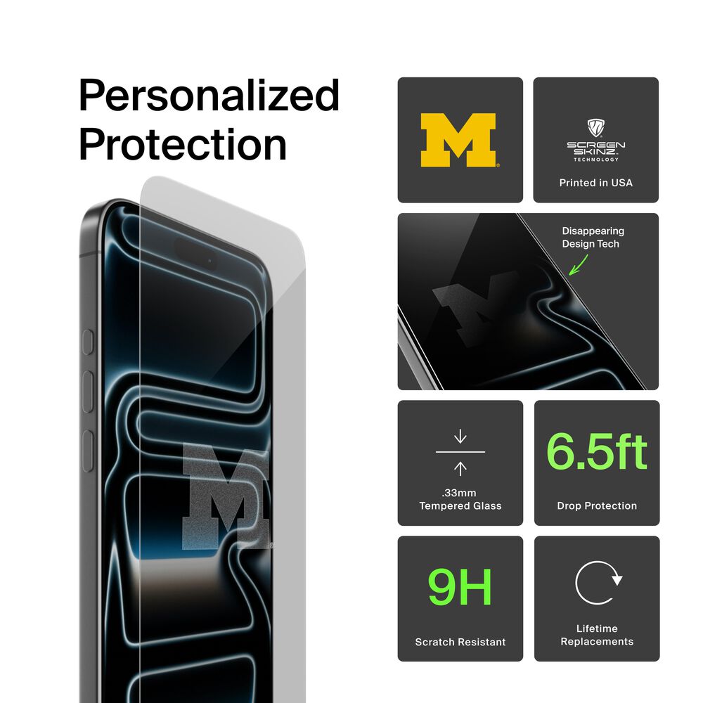 Michigan Wolverines Custom Glass Screen Protector, , hi-res