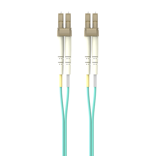 Fiber Optic Cable, 10GB/100GB Aqua Multimode LC/LC Duplex, 50/125 OM4