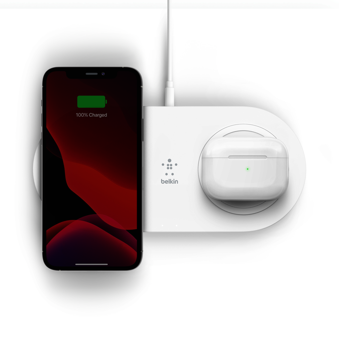 15W Dual Wireless Charging Pads, White, hi-res