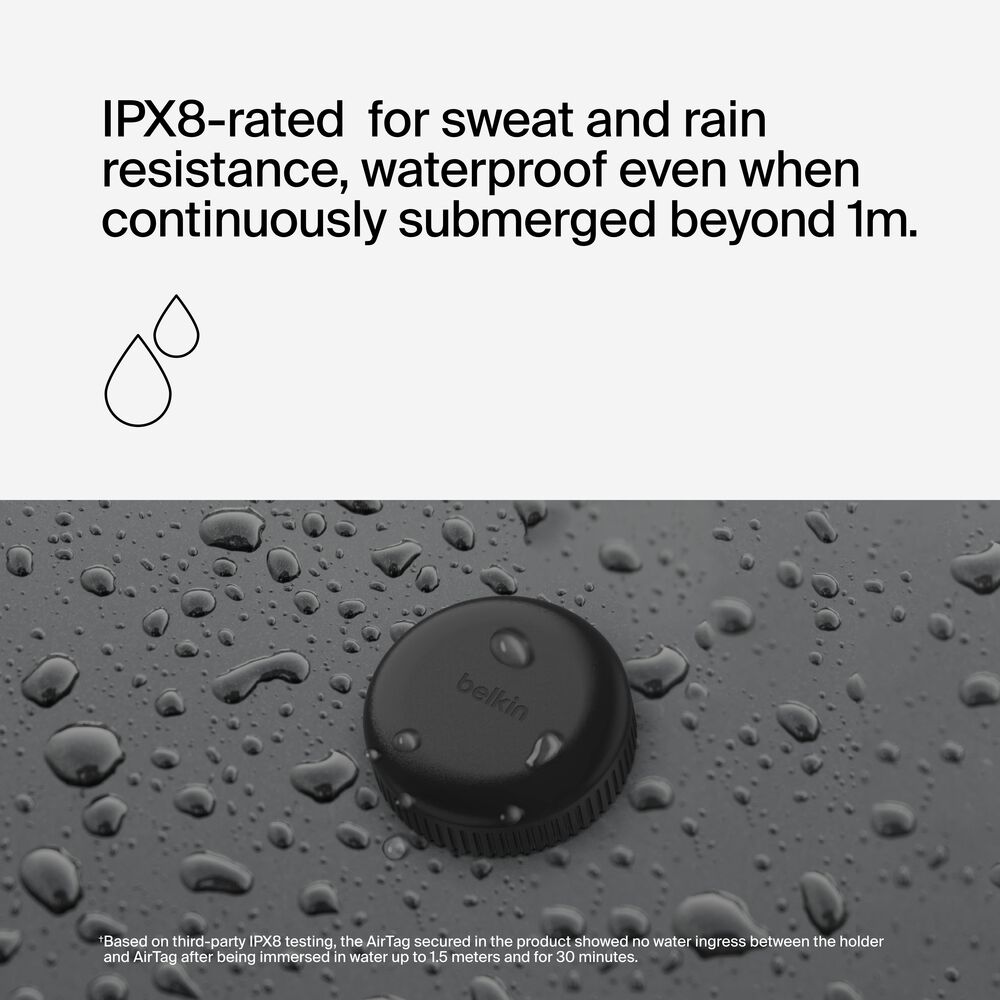 Waterproof Secure Holder with Adhesive for AirTag, Black, hi-res