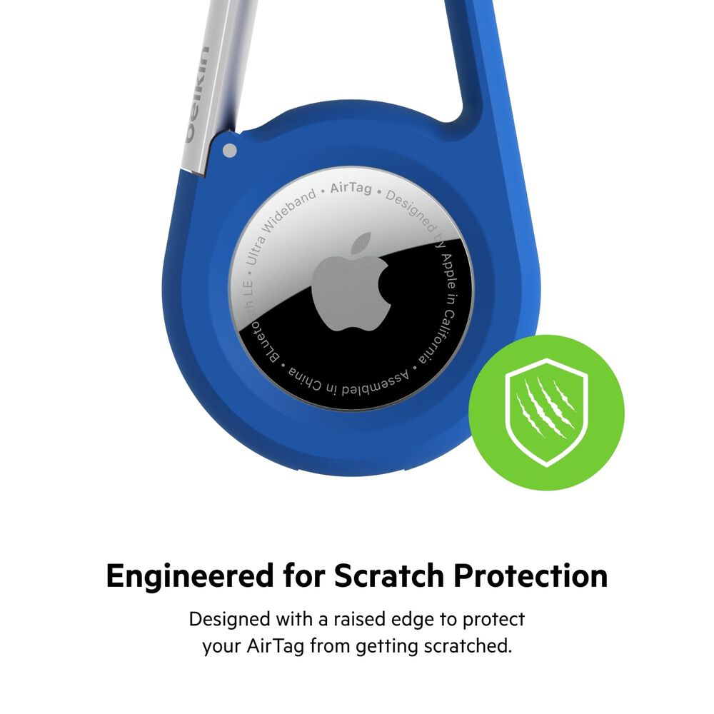 Secure Holder with Carabiner for AirTag, Blue, hi-res