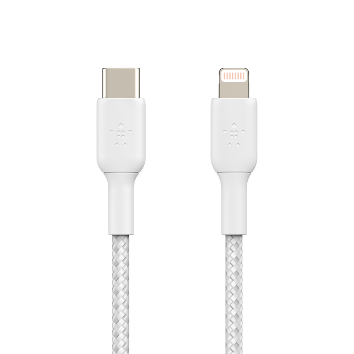 BOOST↑CHARGE™ USB-C to Lightning編組ケーブル, 白, hi-res