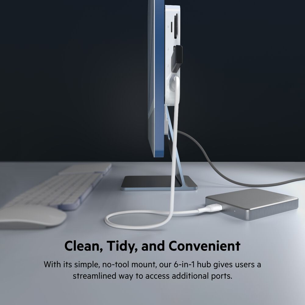 USB-C 6-in-1 Multiport Hub with Mount, White, hi-res