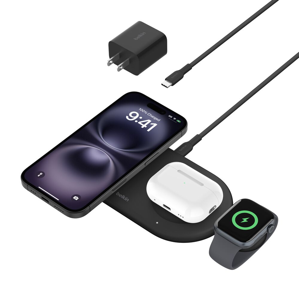 3-in-1 Magnetic Wireless Charging Pad with Qi2, MagSafe-compatible