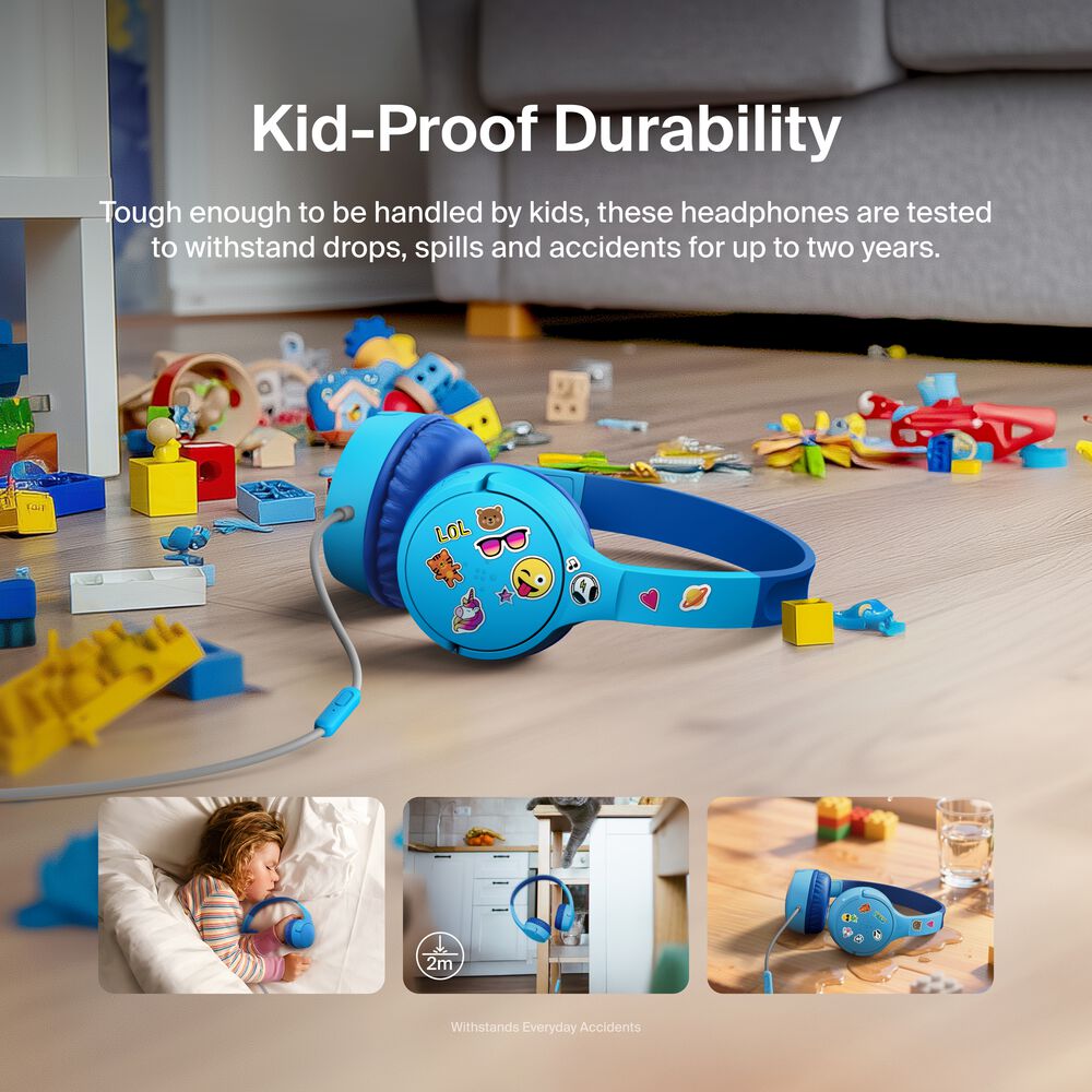 Wired On-Ear Headphones for Kids, Blue, hi-res