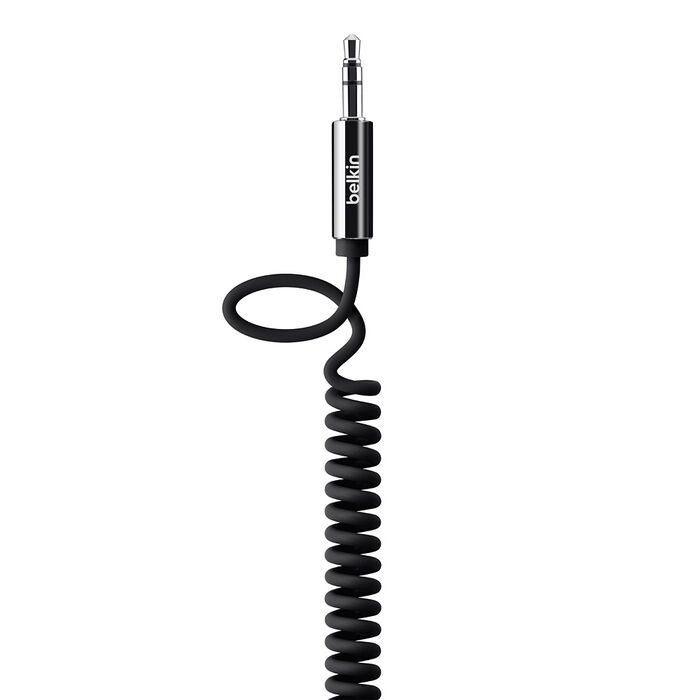 Cable auxiliar en espiral de 3,5 mm, Negro, hi-res