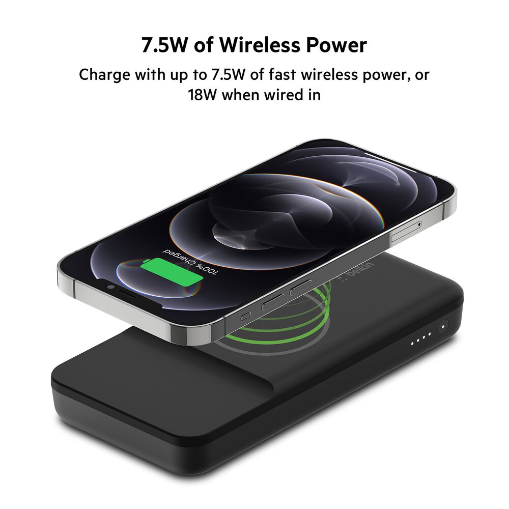 Magnetic Portable Wireless Charger 10K, Black, hi-res