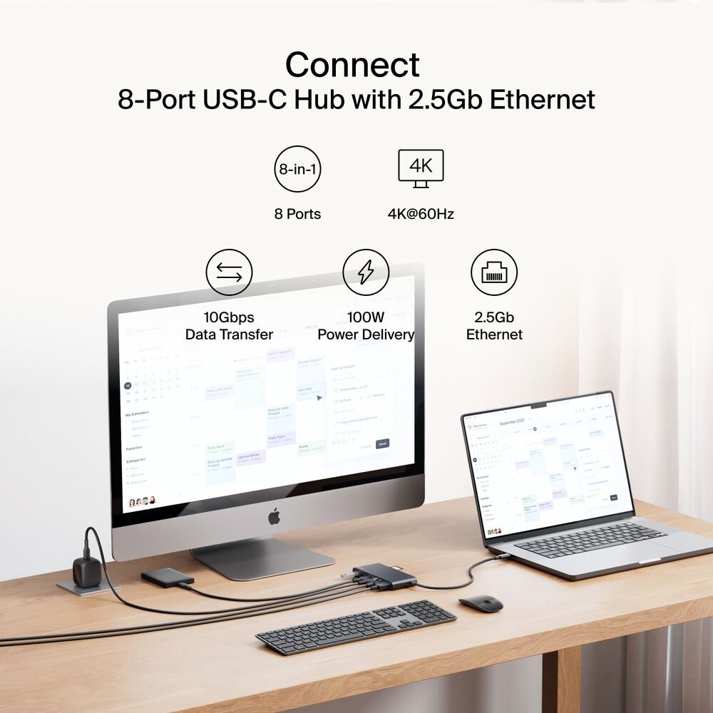 8-Port USB-C Hub with 2.5Gb Ethernet, Black, hi-res