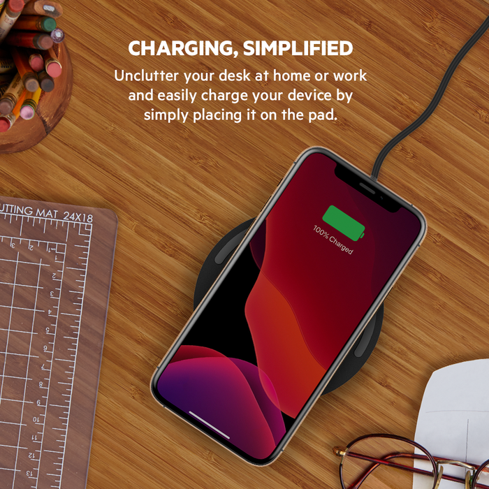 10W Wireless Charging Pad + QC 3.0 Wall Charger + Cable, White, hi-res