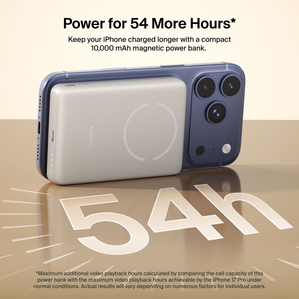 Slim Magnetic Power Bank 10K with Qi2, Sand, hi-res