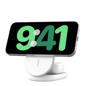 2-in-1 Magnetic Foldable Wireless Charger with Qi2 15W, White, hi-res
