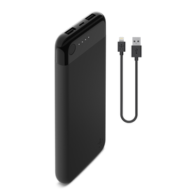 BOOST↑CHARGE™ Power Bank 10K with Lightning Connector + Cable, Black, hi-res