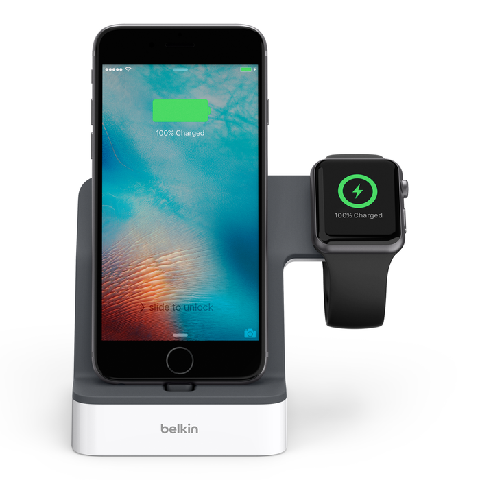 Apple Watch 및 iPhone용 PowerHouse 충전 독, 하얀색, hi-res