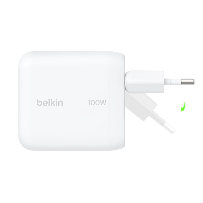 Belkin BoostCharge USB-C GaN wall charger with foldable plug pins