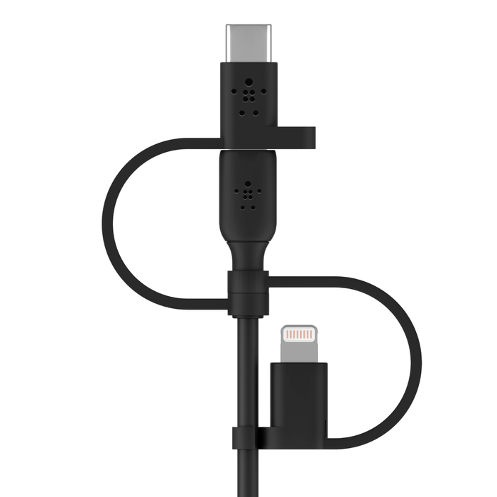 Universal Cable 15W (USB-A cable with USB-C,® Micro-USB and Lightning connectors), Black, hi-res