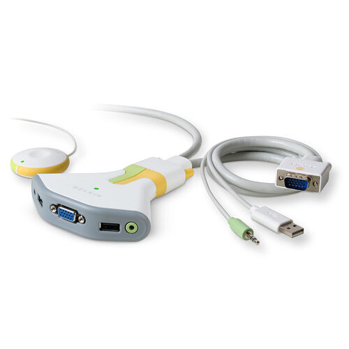 Switch KVM Flip 2 ports avec télécommande*, USB et audio