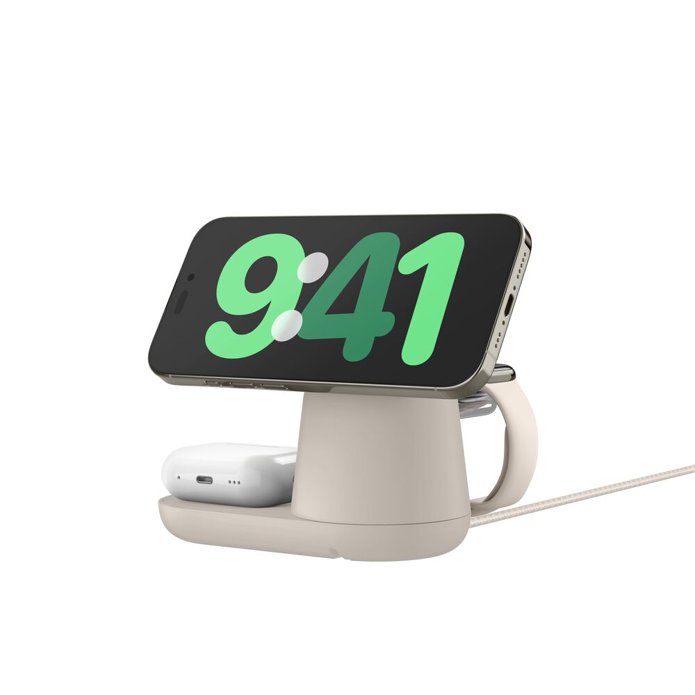 Magnetische 3-in-1-Ladestation mit Qi2&nbsp;25W, Sandfarben, hi-res