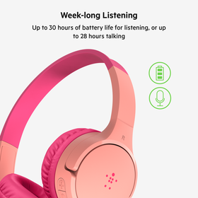 Wireless On-Ear Headphones for Kids, Pink, hi-res