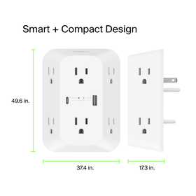 6 Outlet Wall Surge Protector with USB-C and USB-A, , hi-res