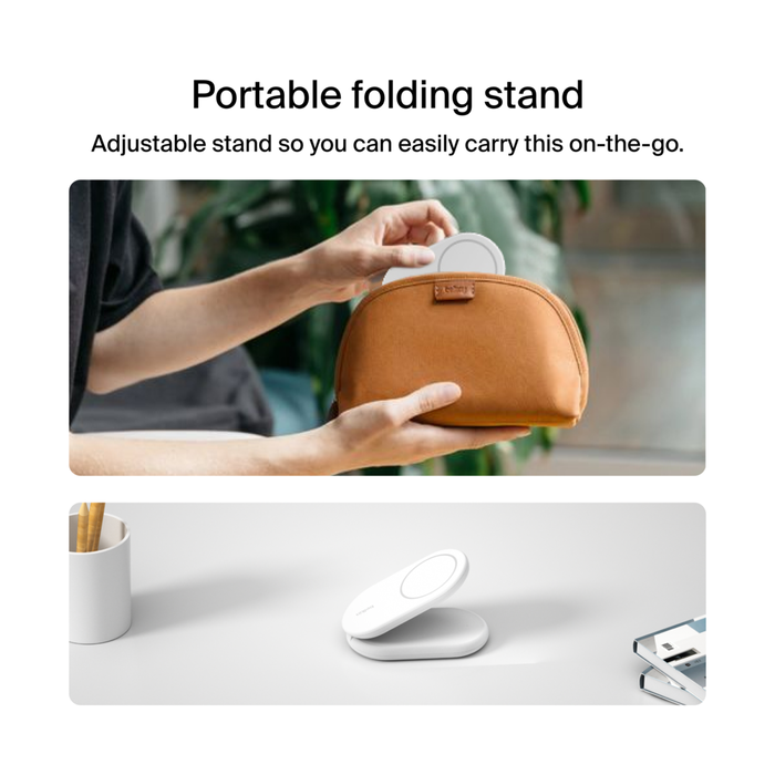2-in-1 Magnetic Foldable Wireless Charger with Qi2 15W, White, hi-res