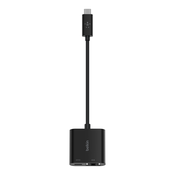 USB-C to Ethernet + Charge Adapter, Zwart, hi-res