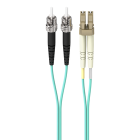 Fiber Optic Cable; 10GB Aqua Multimode LC/ST Duplex, 50/125 OM3