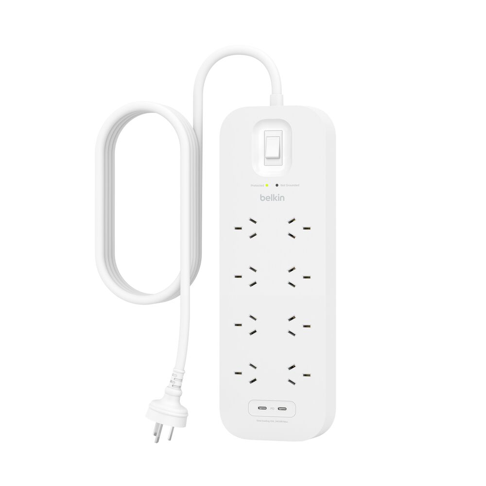 8-Outlet Surge Protector with Dual USB-C 30W Belkin AU - Main Image