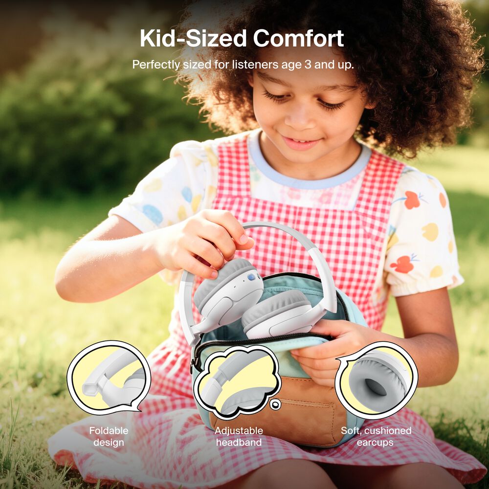 Wireless On-Ear Headphones for Kids , White, hi-res