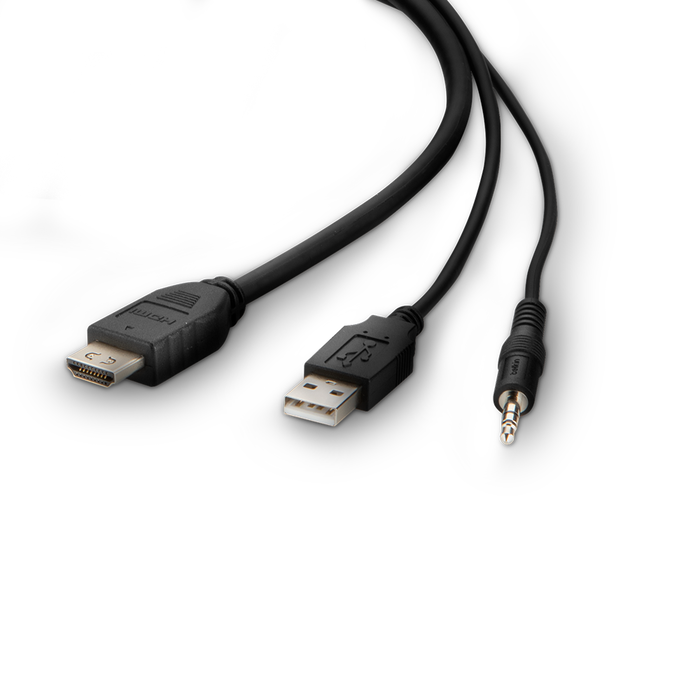 TAA HDMI/USB/AUD CBL,HDMI M/M; USB A/B, 10', Black, hi-res