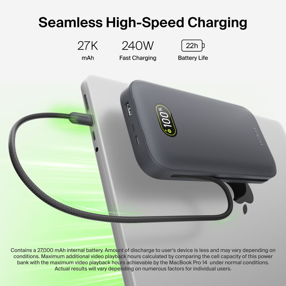 Laptop Power Bank 27K, Charcoal, hi-res