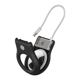 Secure Holder with Wire Cable for AirTag, Black, hi-res