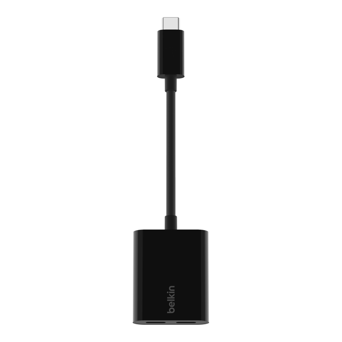 USB-C Audio + Charge Adapter, Black, hi-res