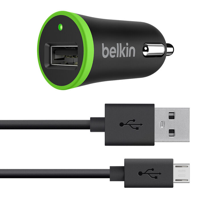Universal Car Charger with Micro USB ChargeSync Cable (10 Watt/ 2.1 Amp), Black, hi-res