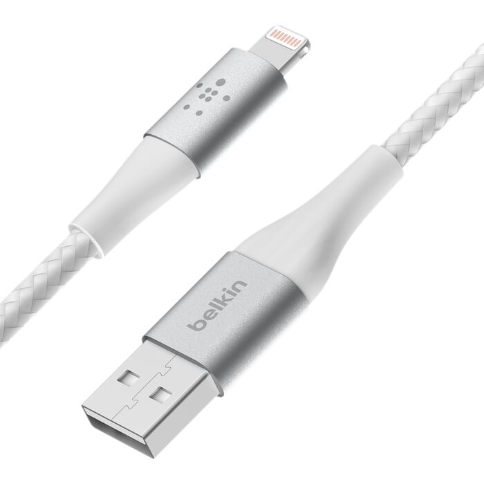 BEL BRAIDED LIGHTNING-USB-A CABLE 2M WHT — Belkin