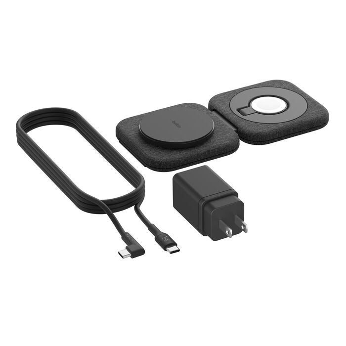 2-in-1 Magnetic Charging Travel Pad with Qi2 15W, MagSafe