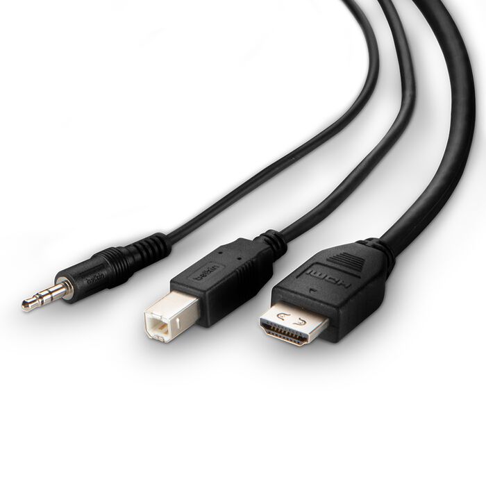 Computer Retention Cable DVI to HDMI High Retention + USB A/B + Audio Passive Combo KVM Cable ...