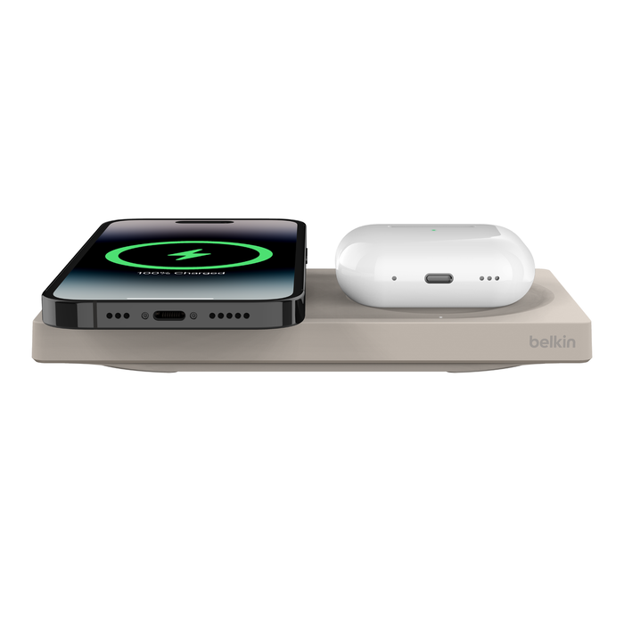2-in-1 Wireless Charging Pad with Official MagSafe Charging 15W, Sand, hi-res